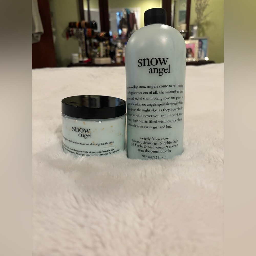 New Philosophy SET- SNOW ANGEL shampoo|shower gel|bubble bath 32oz & Body Cream